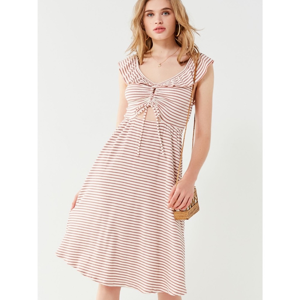 Moon River striped MIDI dress with cut out